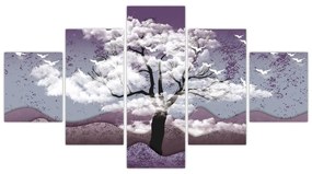 Obraz - Drzewo w chmurach (125x70 cm)