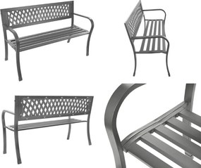 Ażurowa ławka ogrodowa parkowa H-048 - metalowa, grafitowa