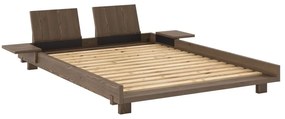 Brązowe łóżko dwuosobowe z litego drewna sosnowego ze stelażem 140x200 cm Social – Karup Design