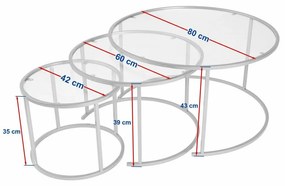 Zestaw stolików konferencyjnych Aurum Gold 80 cm, 3 szt.