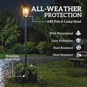 Outsunny Lampa Solarna Stojąca z Donicą 195 cm Zewnętrzna Latarnia Ogrodowa z 2 Poziomami Jasności Czujnik Światła IP44 | Aosom PL