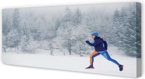 Duży obraz na płótnie Człowiek w Zimowym Lesie
