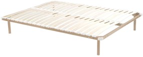 Rama łóżka z listewkami 160x200 cm - 2x19 listewek - Z nóżkami - Beżowy - KALISTA marki YSMÉE