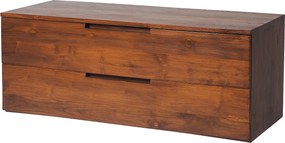 Szafka łazienkowa wisząca  z ciemnego drewna tekowego - 2 szuflady - 115 cm - BIMBING