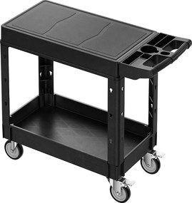 Wózek Serwisowy SucceBuy Solidny Plastikowy Wózek na Kółkach z 2 Poziomami z Obrotowymi Kółkami 360° (2 z Hamulcami), do Transportu Towarów, 1015 x 450 x 850mm