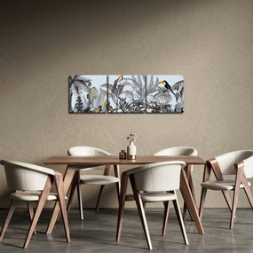 Obraz zwierząt w tropikalnym lesie (z zegarem) (90x30 cm)