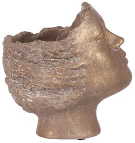 Betonowa donica na kwiatki, głowa, miedziana,średnica 14 cm, 18 x 14 x 19 cm