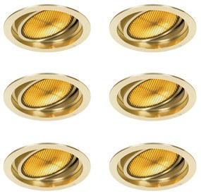 Zestaw 6 nowoczesnych regulowanych reflektorów wpuszczanych w kolorze złotym - Coop 111 Honey