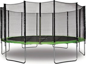 Trampolina "Yoopi" - Ø 4.90 m - Zielona - Z siatką + drabinką + pokrowcem + zestawem kotwicznym