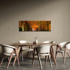 Obraz - Aleja drzew jesienią (z zegarem) (90x30 cm)