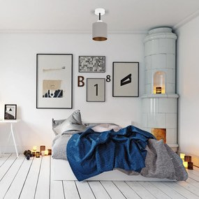 Lampa sufitowa biała jednopunktowy spot z szarym abażurem C-1010WE-GR