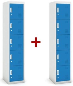 Szafka ubraniowa S3 pięciodrzwiowa 1+1 GRATIS, demontaż, zamek cylindryczny, szara/niebieska