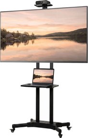 HOMCOM Stojak TV na kółkach do telewizorów 81,3–190,5 cm Regulowany stojak TV z 2 półkami, metal, max. VESA 400x600mm | Aosom PL