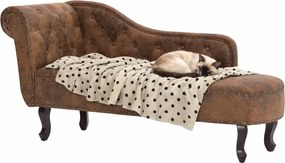 Brązowa leżanka z ekoskóry w stylu chesterfield F8-T89