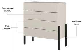 Komoda JUKON 4S 84cm kaszmirowa HELVETIA