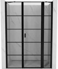 Mexen Mist drzwi prysznicowe uchylne prawe 145 cm, czarna kratka, czarne - 8A4-145-001-70-77-P