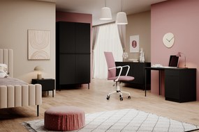 Komoda Nicole 150 cm z szufladami i półkami - czarny mat / czarne nóżki