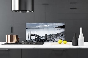 Szkło Ozdobne do Kuchni Kamienista Plaża O Zmierzchu