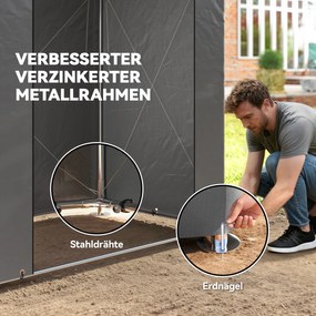 Outsunny Namiot garażowy 190x120 cm wodoodporny z zwijaną drzwią na zamek błyskawiczny i oknem wentylacyjnym, ciemnoszary | Aosom PL