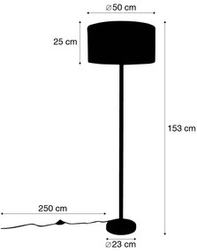 Drewniana lampa podłogowa z kloszem boucle w kolorze ciemnoszarym - Mels Rustykalny / Vintage Oswietlenie wewnetrzne