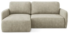 Beżowy narożnik rozkładany z tkaniny szenilowej ze schowkiem (lewostronny/z szezlongiem) Lilo – Makamii