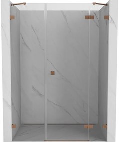 Mexen Lunar drzwi prysznicowe uchylne prawe 140 cm, transparent, miedź szczotkowana - 834S-140-050-65-00-P