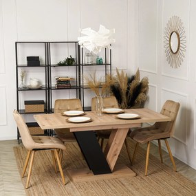 Stół Prostokątny Rozkładany CLARK 120-160 cm Dąb Artisan/Czarny Nowoczesny Loft