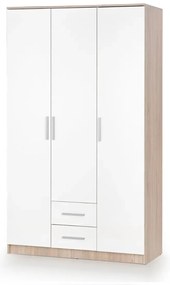 Szafa trzydrzwiowa LIMA S-3 120cm dąb sonoma/biały połysk HALMAR