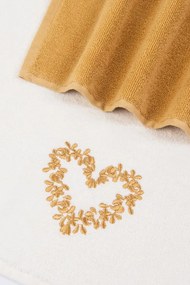 Ręczniki kuchenne HEART, 2 szt Kremowy / Mustard Zestaw (2szt., 40x60 cm)