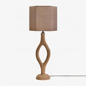 Lampa Stołowa Z Drewna Mango Gracia Drewno Mango & Brown Moka Ø30 Cm Tenerife - Sklum