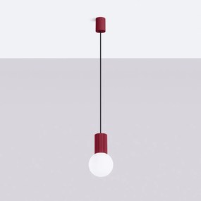 Lampa wisząca HALO 1 burgund ryflowana SOLLUX  LIGHTING