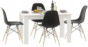 Biały minimalistyczny stół z 4 czarnymi krzesłami - Negro