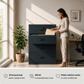 Szafa kartotekowa metalowa z 4 szufladami antracytowa, 900x1320x600 mm: SARA XL V4