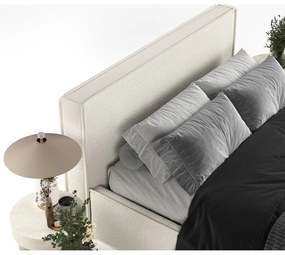 Kremowe tapicerowane łóżko dwuosobowe ze schowkiem i stelażem 200x200 cm Lounge L – Maison de Rêve