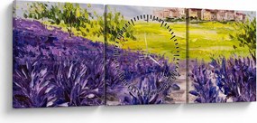 Obraz - Prowansja, Francja, malarstwo olejne (z zegarem) (90x30 cm)