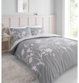 Szara pościel dwuosobowa 230x220 cm Meadowsweet Floral – Catherine Lansfield