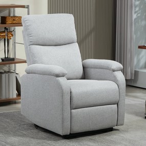 HOMCOM Fotel Relax z Regulowanym Oparciem i Podnóżkiem, Tapicerowany Fotel do Salonu, Szary