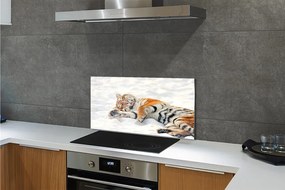 Szklany Panel Zimowy Portret Tygrysa