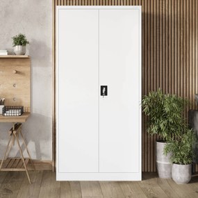 Biurowa szafa metalowa na akta JAN, 900 x 1850 x 400 mm, biała