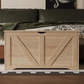 Drewniana duża skrzynia przechowywania jasny brąz kufer ławka loft 100cm