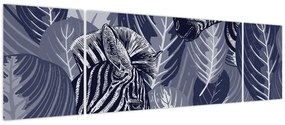 Obraz - Zebry wśród liści (170x50 cm)