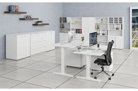 Szafa biurowa kombinowana PRIMO WHITE, drzwi na 2 poziomach, 2128 x 800 x 420 mm, biała