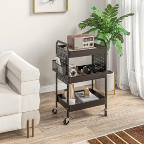 HOMCOM Wózek na Kółkach Kuchenny Czarny | Aosom PL