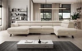 Narożnik RAVEN XL wolnostojący z funkcją spania tkanina Artico 37430 Perłowy WERSAL