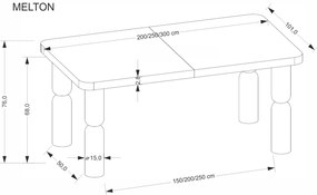 ELTON stół rozkładany 200-300x101x76 cm jasny orzech mieści 8-10 osób