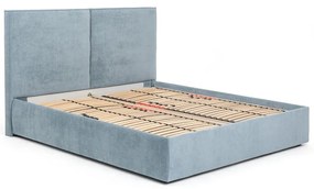 Niebieskie tapicerowane łóżko dwuosobowe ze schowkiem i stelażem 180x200 cm Thessa Bold – Bonami Selection