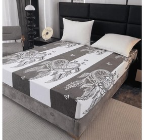 PrzytulneMieszkanie.pl Prześcieradło z mikropluszu TIRSO 160x200 cm szaro-białe