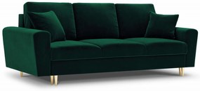 Sofa rozkładana welurowa, zielona 235/100/88 MOGHAN z funkcją spania