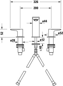 Duravit Wave 3-otworowa bateria umywalkowa