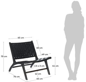 Czarny fotel z plecionką Calixta − Kave Home